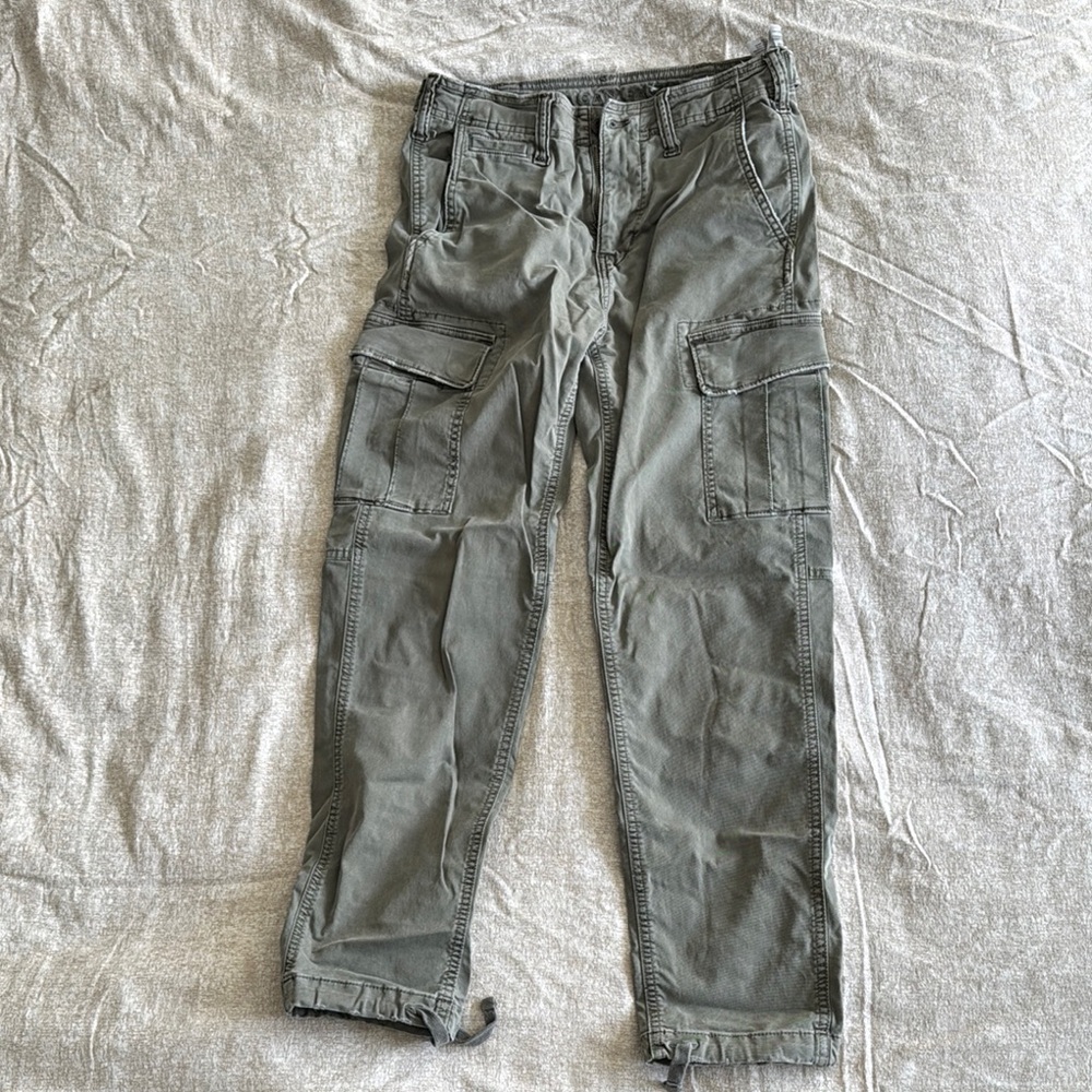 American Eagle Men's Cargo Pants - Dark Olive Green Sz 28x32